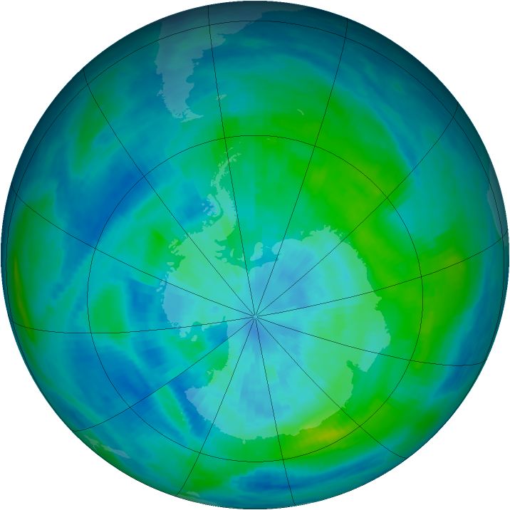 Antarctic ozone map for 20 March 1987